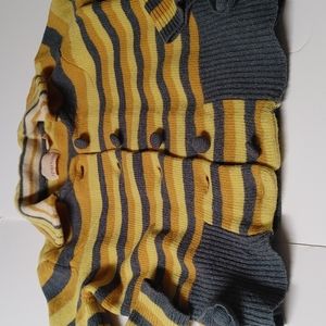 Vintage Sparrow Stripped Button Down Fitted Lambswool Sweater XS-S